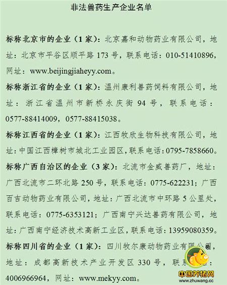 农业部曝光最新206批假兽药，7家非法企业上黑榜！